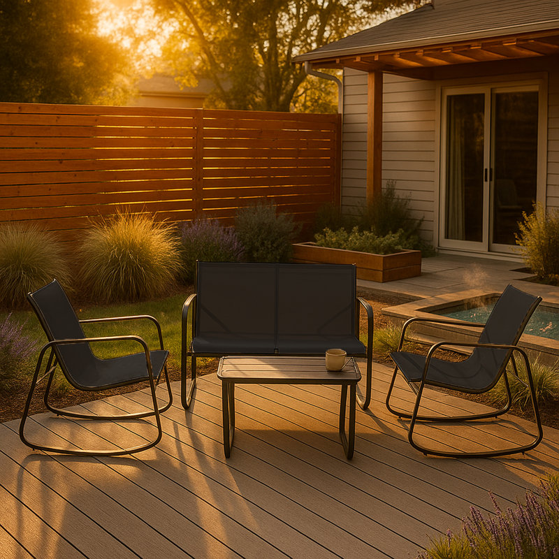 4-Piece Patio Furniture Set, Outdoor Conversation Set With Chairs & Loveseat, With Coffee Table For Garden, Balcony, Poolside, Backyard Lightweight, Water-Resistant & UV-Resistant