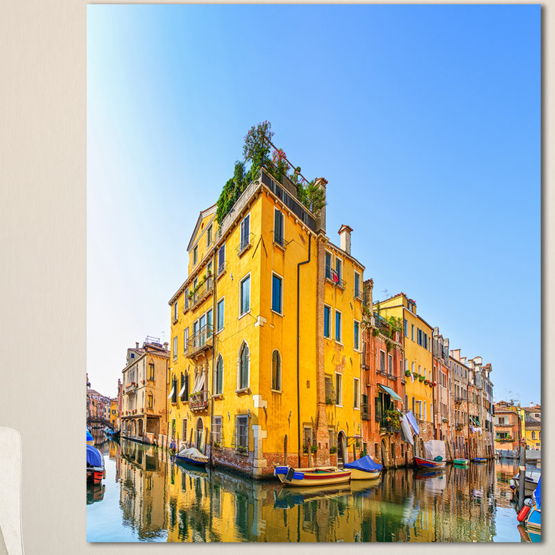 «Venice Cityscape Water Canal - Reproduction de photo sur toile tendue, H 60 po x l 28 po x P 1,5 po