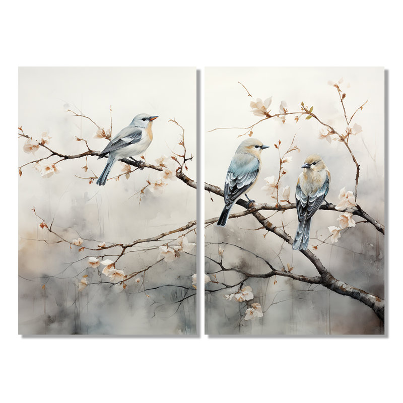 «Birds On The Brink IV», art mural grand oiseau, H 36 po x l 48 po, Toile tendue, Ne s’applique pas