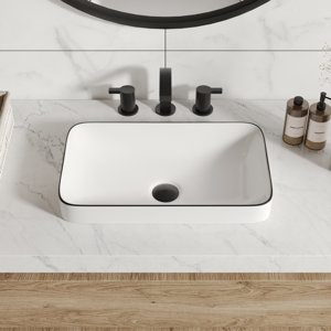 DeerValley Ally 19'' x 12'' Vessel Sink Semi-Recessed Rectangular Above Counter Basin Drop in Bathroom Sink