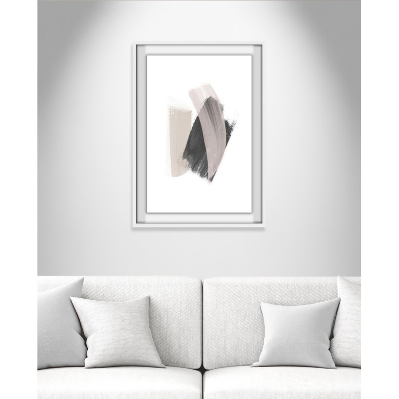 Alabaster Strokes - Peinture encadrée, Cadre blanc satiné, H 1,25 po x l 35,5 po x P 1,25 po
