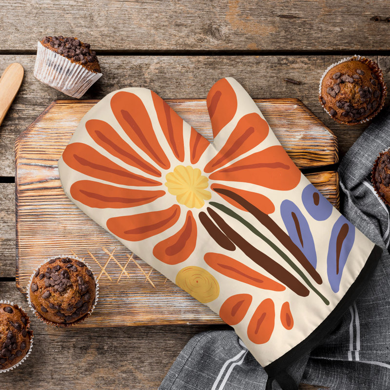 Painterly Flora Oven Mitt Cotton Twill