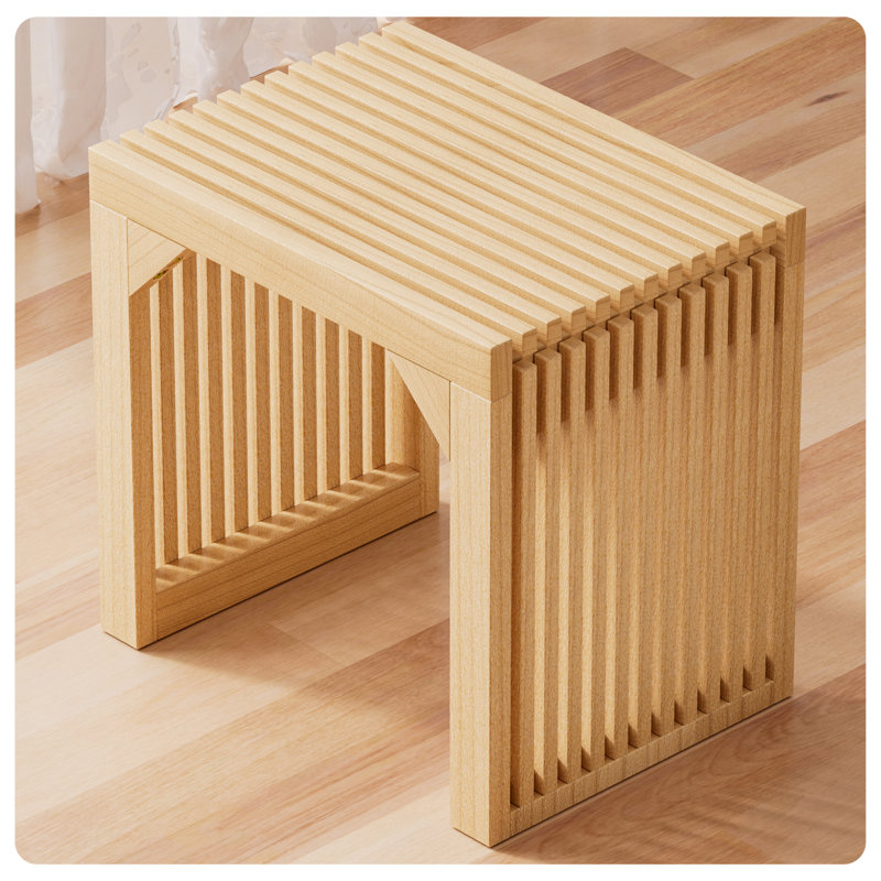 Solid Wood Bench, 16.92" H x 17.72" W x 12.99" D