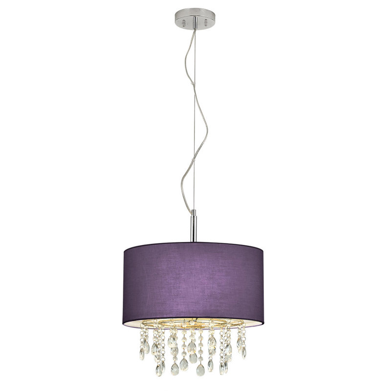 Bixby 3 - Light Fabric Drum Chandelier, Purple