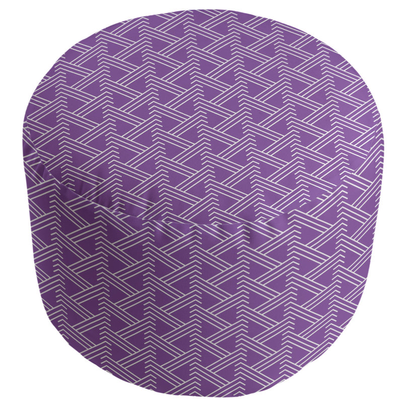 Upholstered Pouf, Violet/White