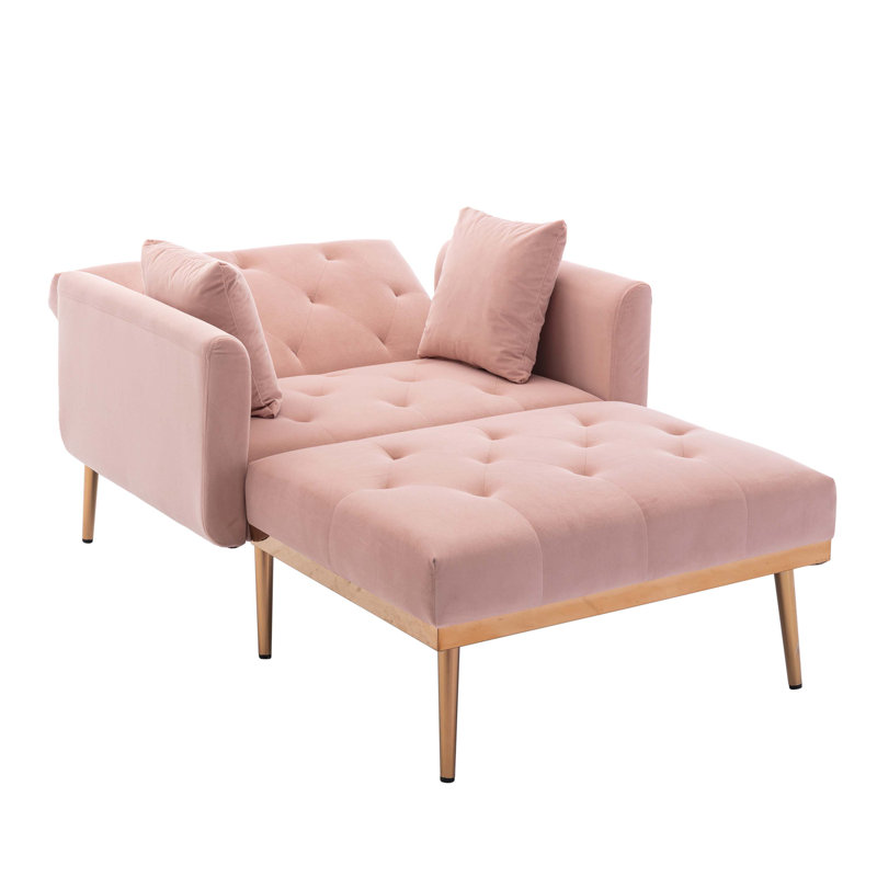 Gottman Upholstered Accent Chair with Ottoman, Pink Velvet
