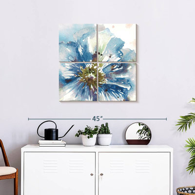 Harnek, aquarelle, bleu, coquelicot, gros plan
