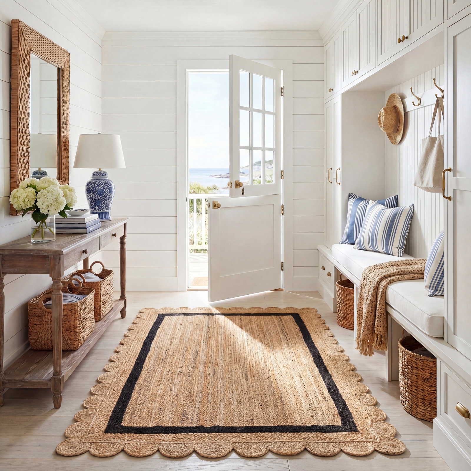 Inaki Hand-Woven Geometric Jute Rug, Rectangle 5' x 8'