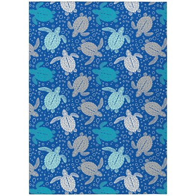 Tapis bleu intérieur / extérieur en polyester tissé à la machine Stroupe