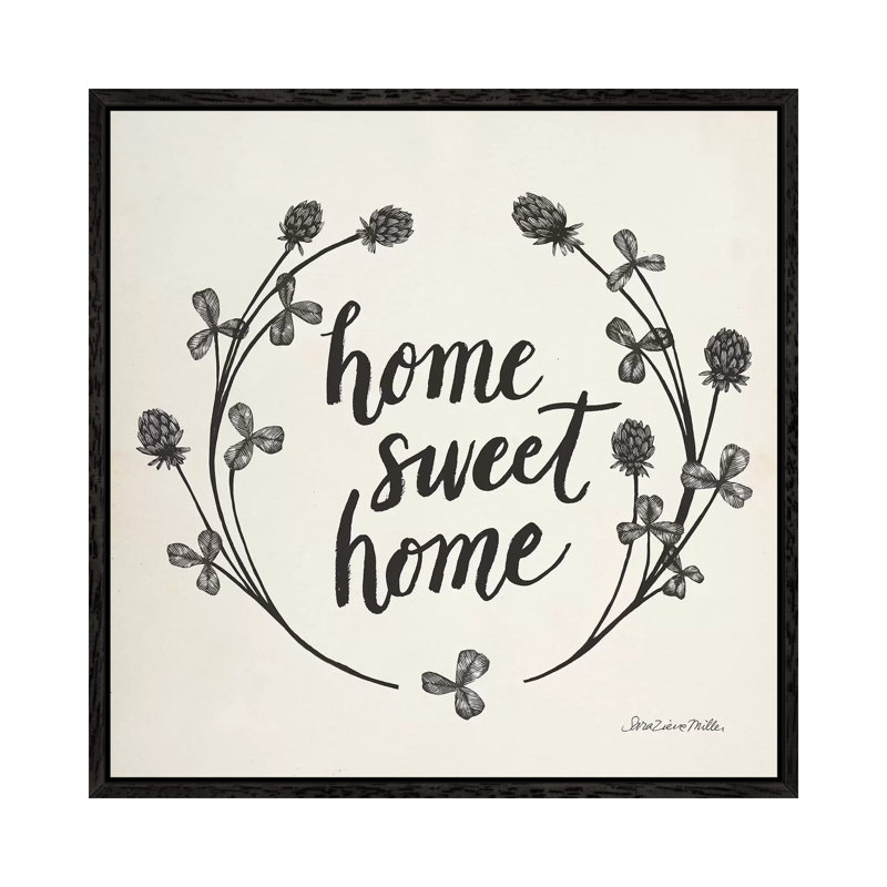 Happy to Bee Home I Words Neutral 1 Piece Wall Art on Canvas, 66.04cm H x 66.04cm W x 3.81cm D, Black Floater Framed