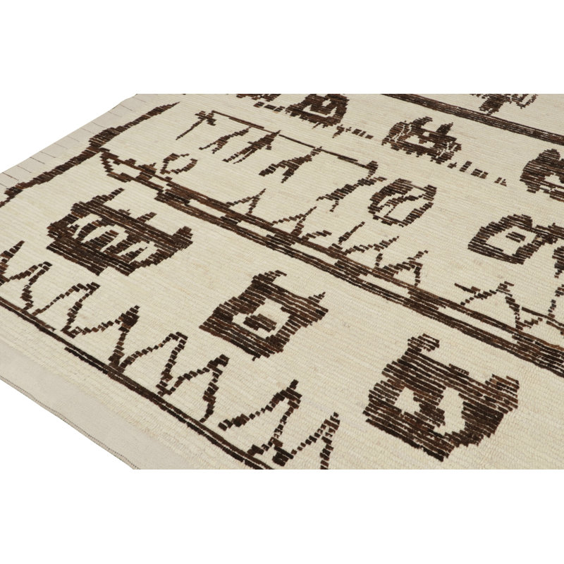 Moroccan Hand Knotted Wool Geometric Area Rug, Rectangle 8' x 10'