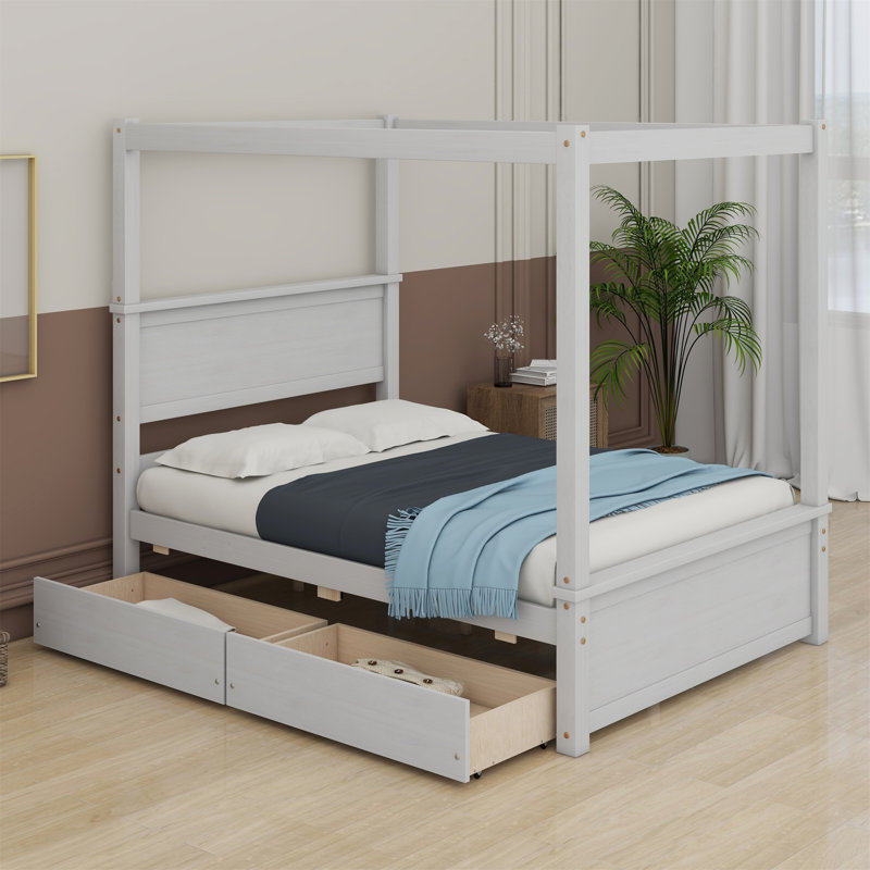 Lecil Canopy Storage Bed, Brushed White