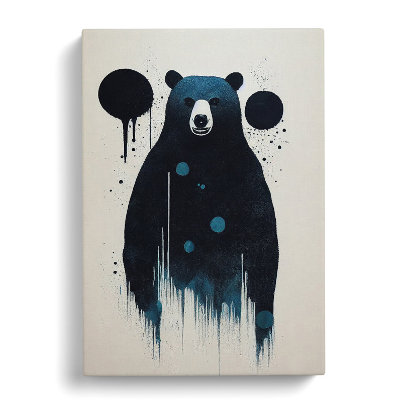 Bear Painting No.4 Abstract - Wall Art, Wrapped Canvas, 50cm H x 35cm W x 2cm D, No Matte