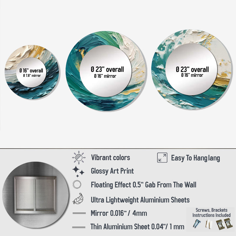 Miroir mural rond en aluminium Dilayla