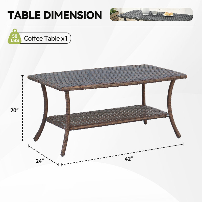 Table basse Alecxa, Brun