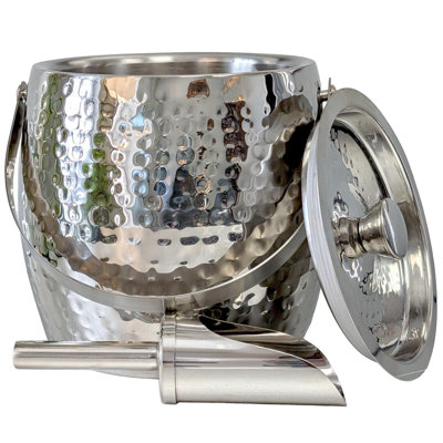Seaux à glace isothermes 3 pintes pour fêtes avec couvercle et pelle - Seau à champagne avec refroidisseur à vin ancré Iceberg pour bar à cocktail, seau en métal avec couvercle, anti-transpiration