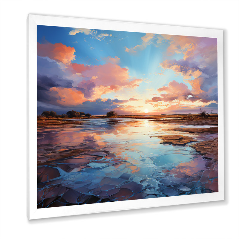 «Charmant Dessert Sky At Sunset II», reproduction d'art sur toile, H 36 po x l 36 po x P 1,5 po, Cadre simple blanc