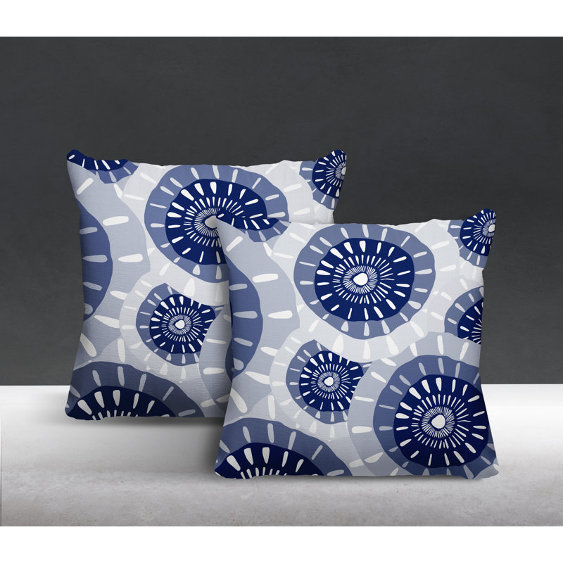 Coussin décoratif intérieur / extérieur, L 17 po x H 17 po, Bleu marine