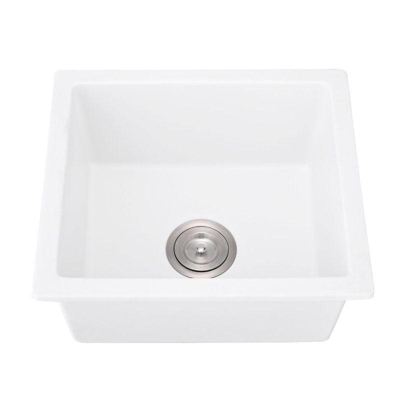 Quartz Undermount Sink - 18" L X 16" W Rust & Modern Design With Strainer And Grid Elegant Comes With Bottom For Style
