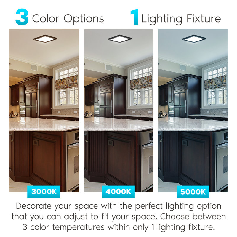 Black 9 Inch Square LED Flush Mount Ceiling Light