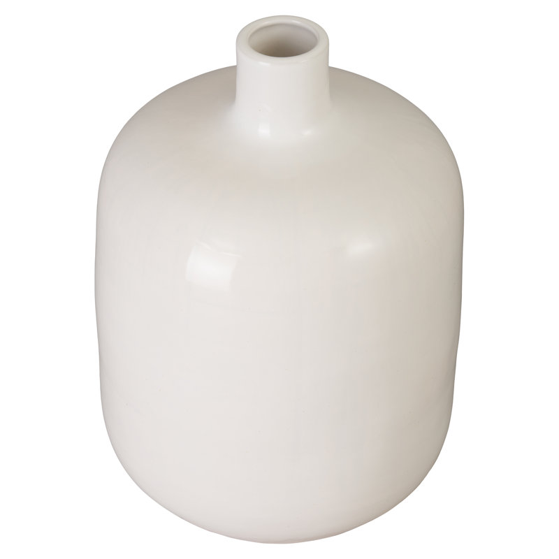 18 in. H Round Ceramic Vase with High-fire treatment, White