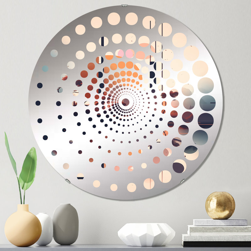 Miroir mural en spirale bleu doux et rose, 31,4 po x 31,4 po