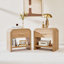 Modern Nightstand Set Of 2 Wooden Bedside Tables With Smooth Rounded Corner Design