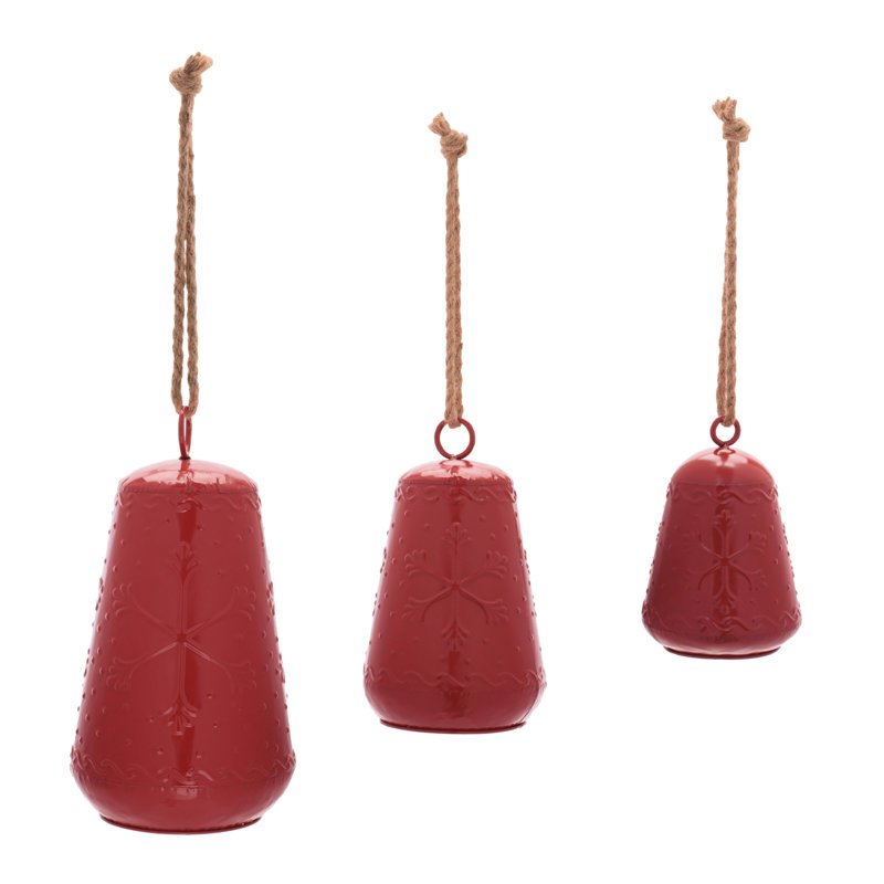 Ensemble de 3 ornements en fer cloche de fer