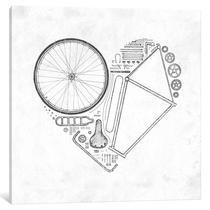 «Love Bike» par Florent Bodart - impression sur toile tendue, H 12 po x l 12 po x P 0,75 po