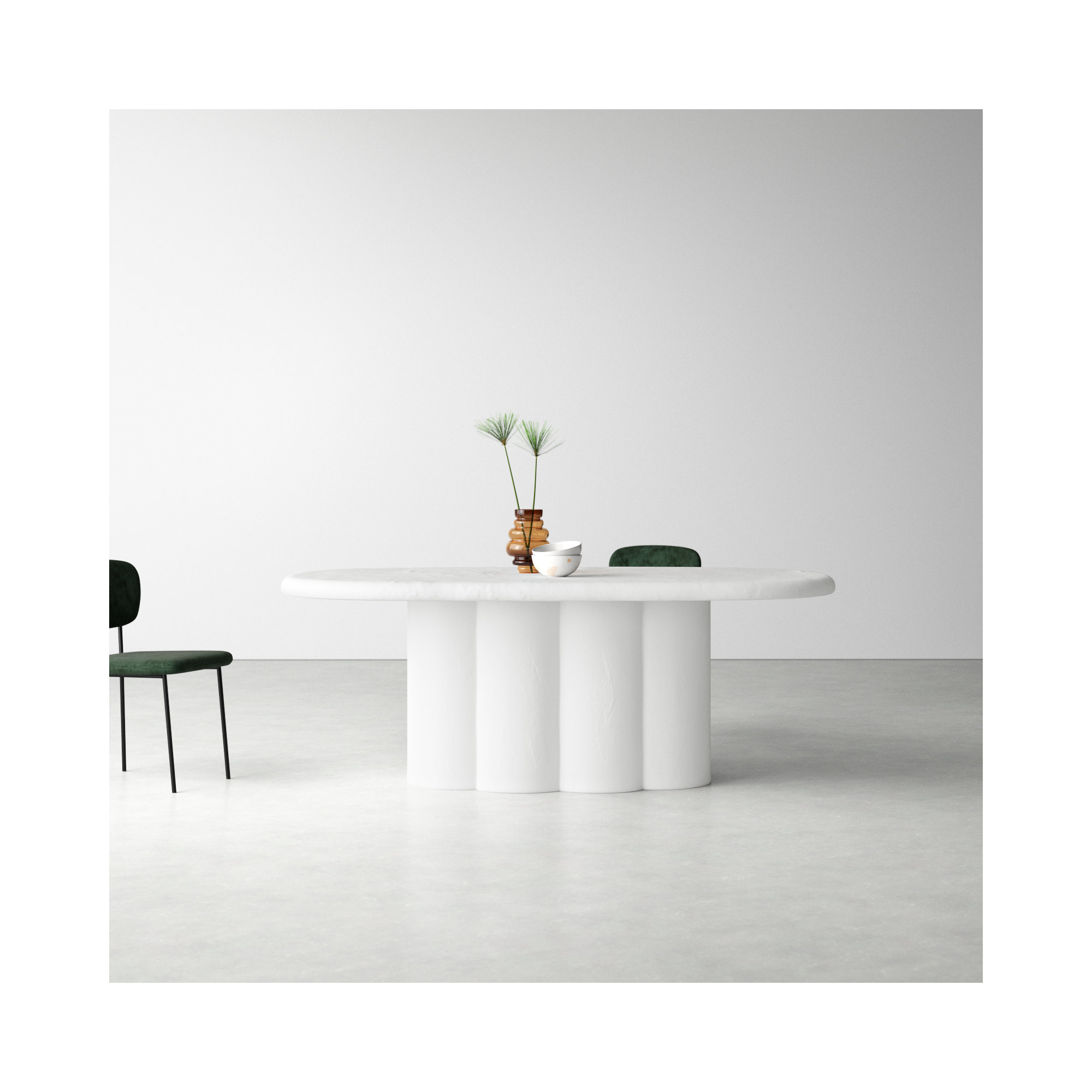 Geof 42.2'' Oval Dining Table, White
