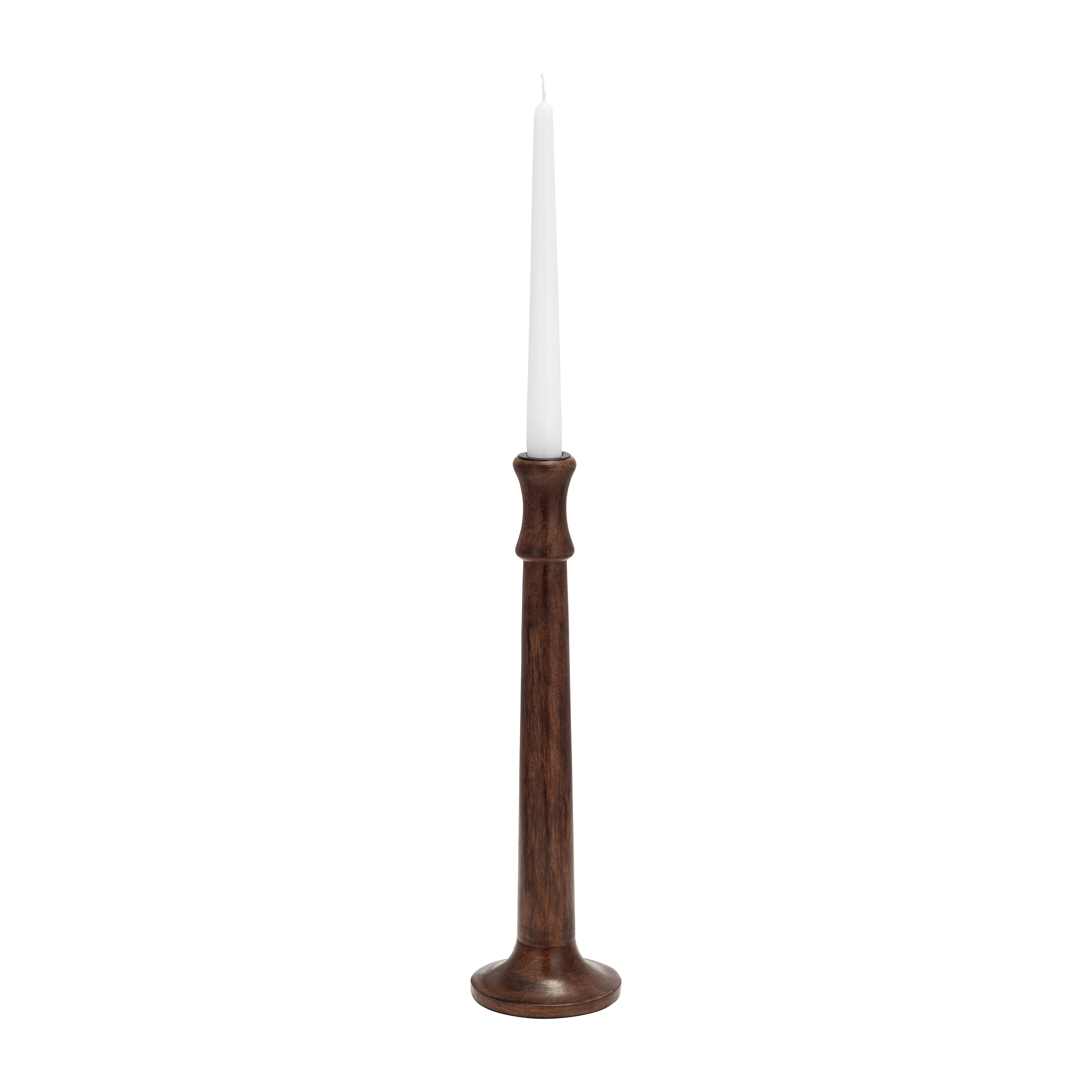 Birch Lane™ Zeppelin Wooden Candle Holder - Contemporary Rustic Dark Brown Taper Candle Stand - Decorative Mango Wood Home... 