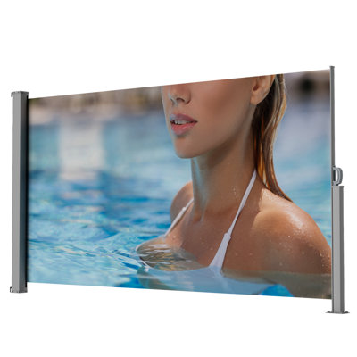 71"X138" Manual Retractable Side Awning, Gray, With Printing, Upf50+, Ideal For Outdoor And Garden Spaces American Design 71" Tall 138" Deep Semi-Transparent, Printed Screens, Pool Balcony Sun