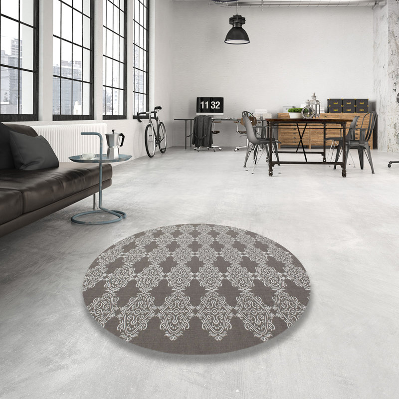 Tapis gris zone contemporaine, Rond 5 pi