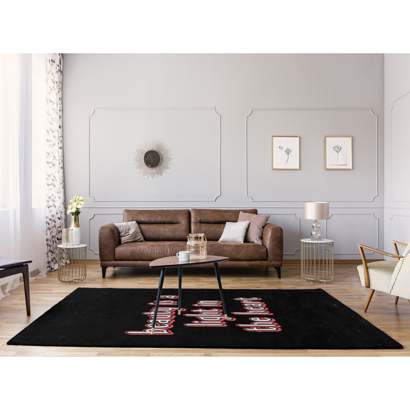 Tapis en polyester tableau noir style citation inspiration beauté, Rectangle 8 pi x 10 pi
