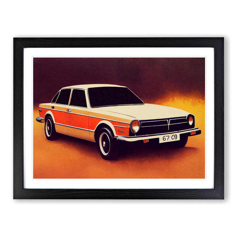 Classic Car - Single Picture Frame Print, 46cm H x 64cm W x 2cm D, Black Framed