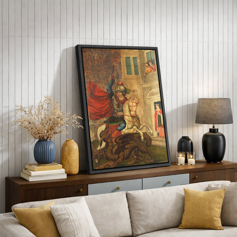 "Saint George and the Dragon", reproduction d'art sur toile, légende religieuse médiévale, impression sur toile encadrée