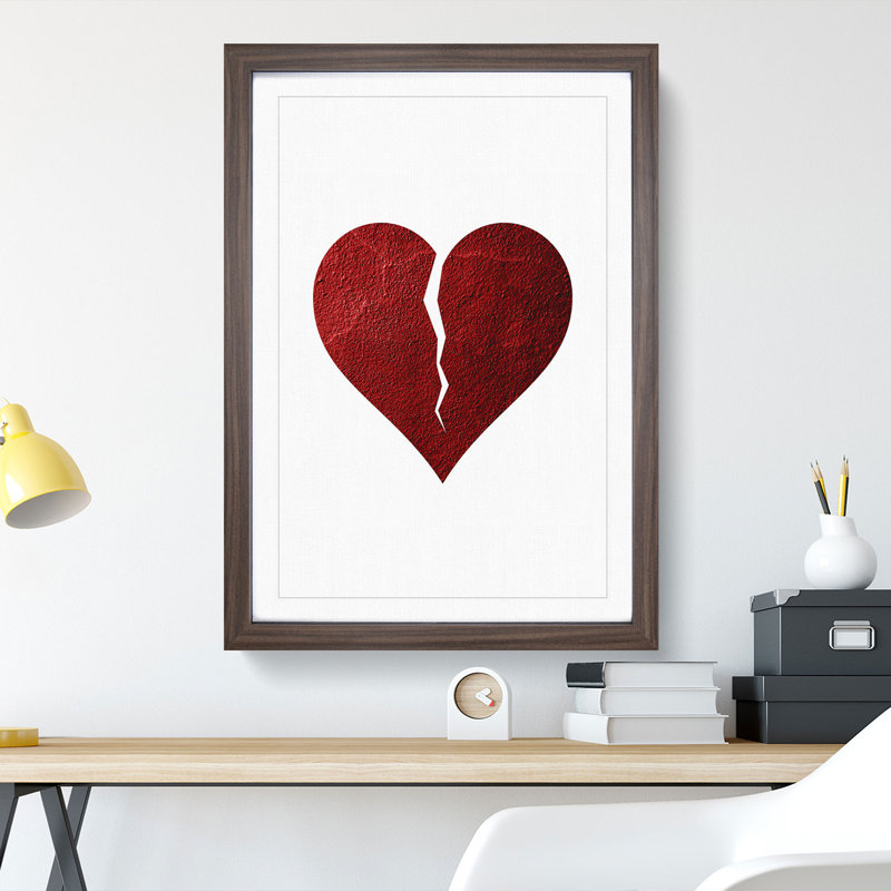 Broken Heart - Picture Frame Graphic Art, Walnut, 48cm H x 36cm W x 2cm D