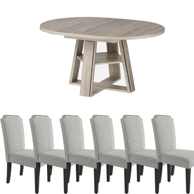 Ensemble table et chaises extensibles gain de place avec chaises rembourrées et rangement, pour 4 à 8 personnes