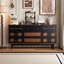 Buffet en bois massif noir et noyer
