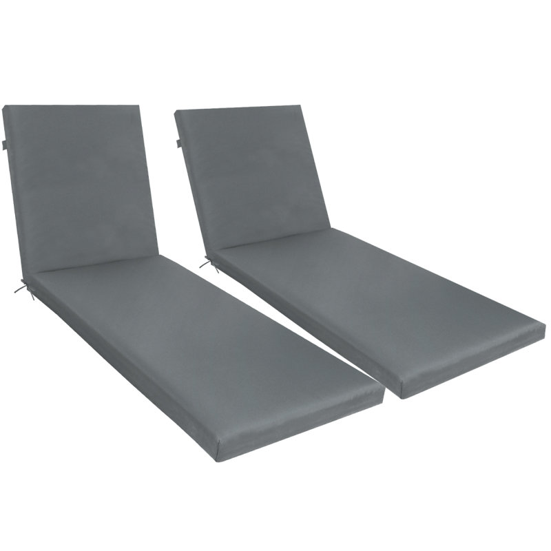 2PCS Set Outdoor Lounge Chair Cushion Replacement Patio Funiture Seat Cushion Chaise Lounge Cushiongrey, Gray