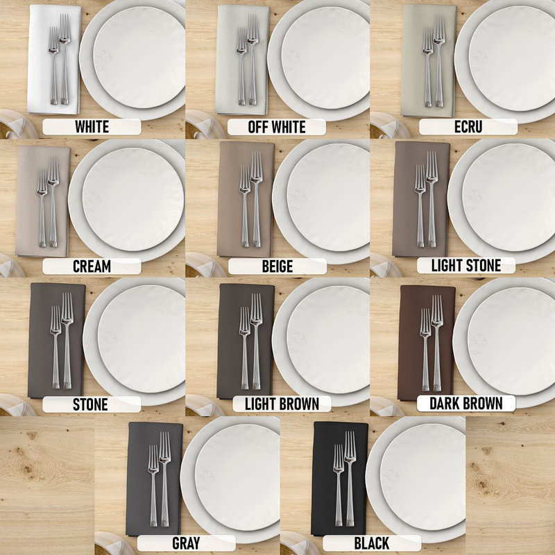 Ensemble de serviettes de table carré, L 16 po x L 16 po, Gris clair