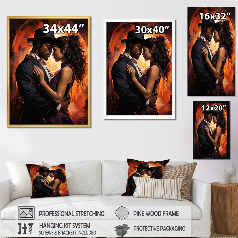 Yulianna Music Tango Passion Intense I - reproduction sur toile, Cadre photo noir, H 20 po x l 12 po x P 1 po