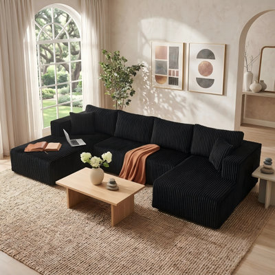 Canapé modulaire en velours côtelé 132 po