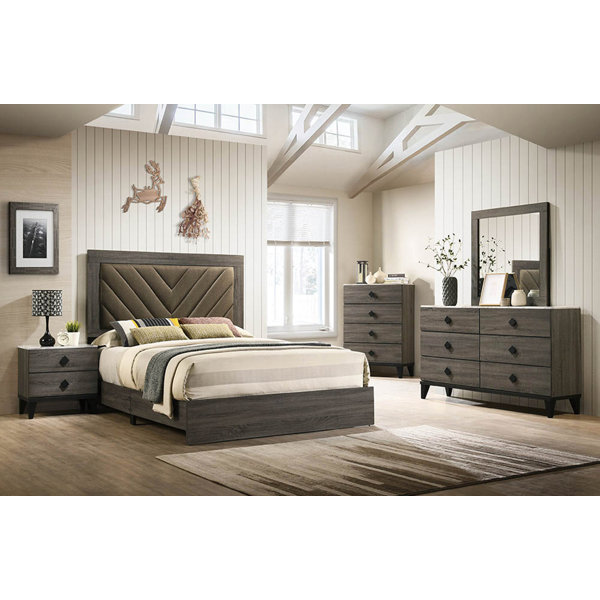 Union Rustic Chelsi King Upholstered Standard 4 Piece Bedroom Set | Wayfair