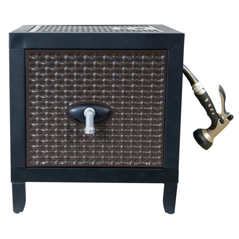Black Wicker Style Steel Hideaway Hose Reel Cabinet