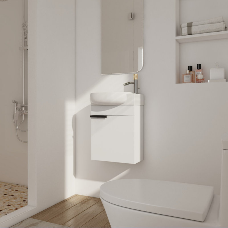 Meuble-lavabo à fermeture en douceur avec lavabo, Blanc