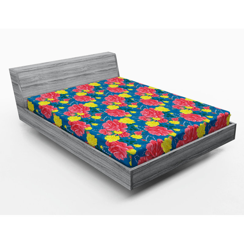 Microfiber Floral Fitted Sheet, Full Fitted Sheet
