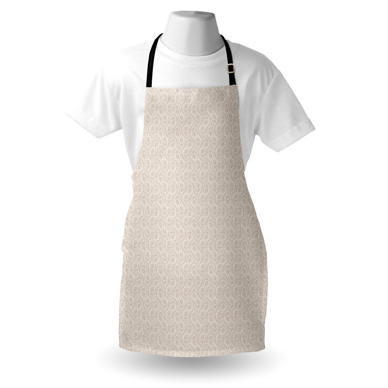 Tablier rétro East Urban Home unisexe, motif floral abstrait, taille adulte, brun clair blanc