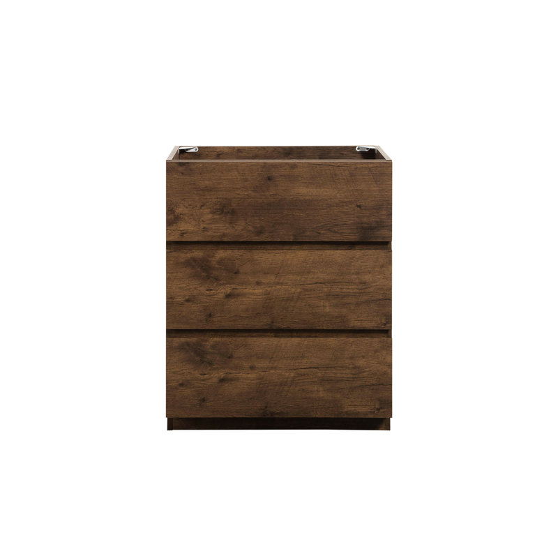 Armoire de plancher moderne et élégante: 24F-105, noyer, 3 tiroirs, pré-assemblée, maximise le rangement, silencieuse et lisse, poignée n ° 24F-105, conception élégante, lisse