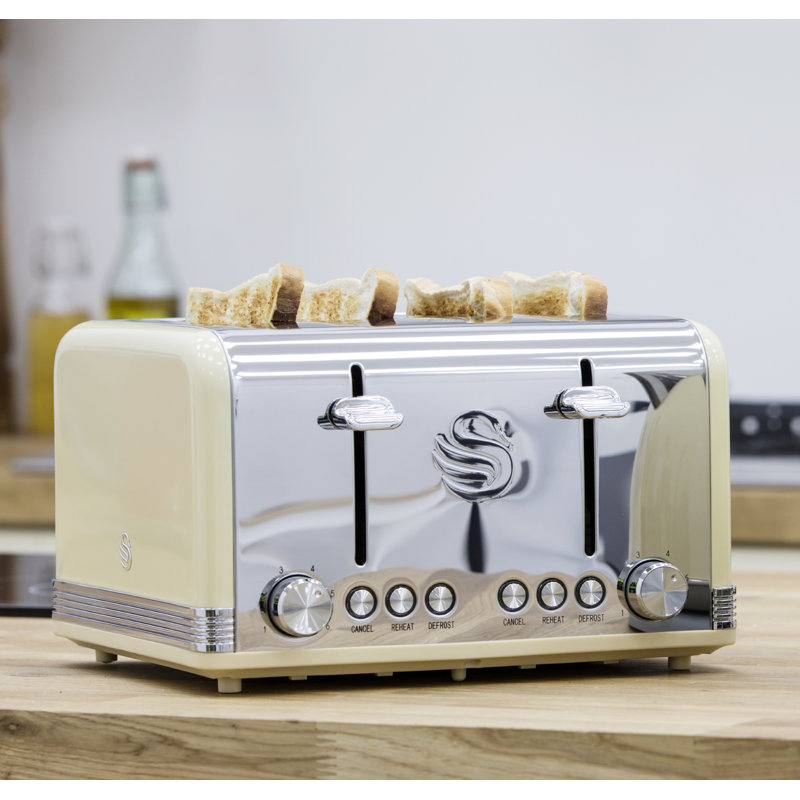 Retro 4 Slice Toaster, Cream